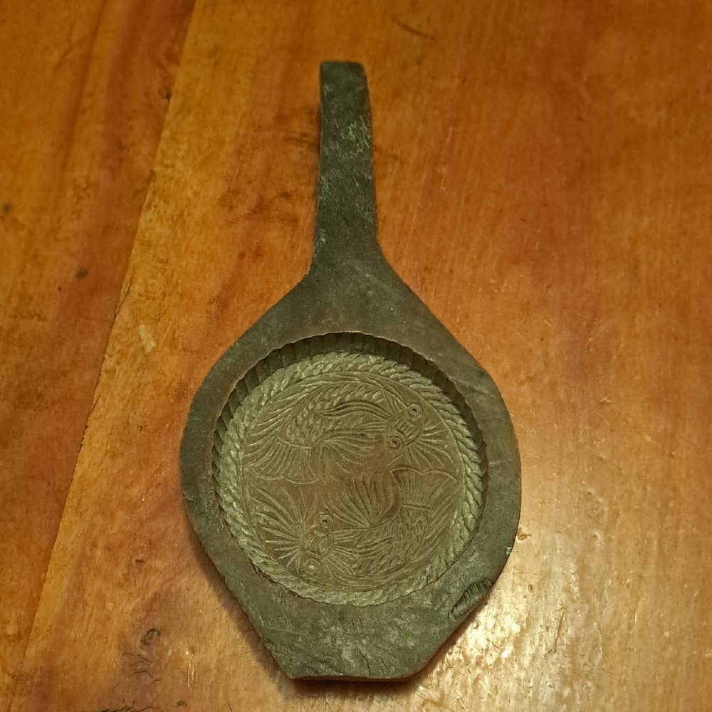 Antique Mold Rice Moon Cakes Fish Asian